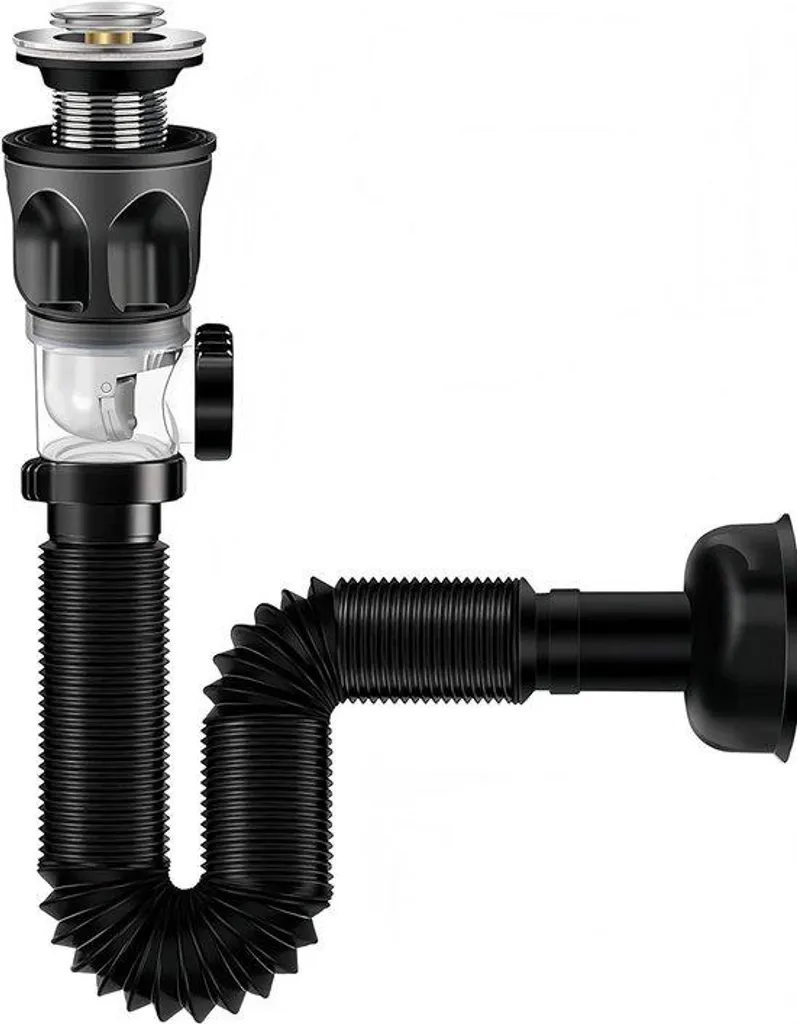Kit anti-odeur et anti-bouchon pour évacuation de lavabo flexible