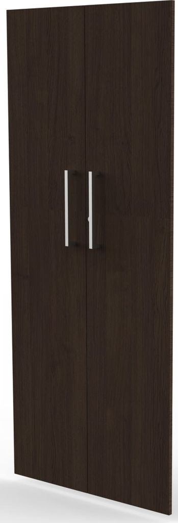 Flügeltüren-Vorbausatz, BxH 760x1760 mm, 5 OH, Edelstahlgriffe, Schloss, wenge