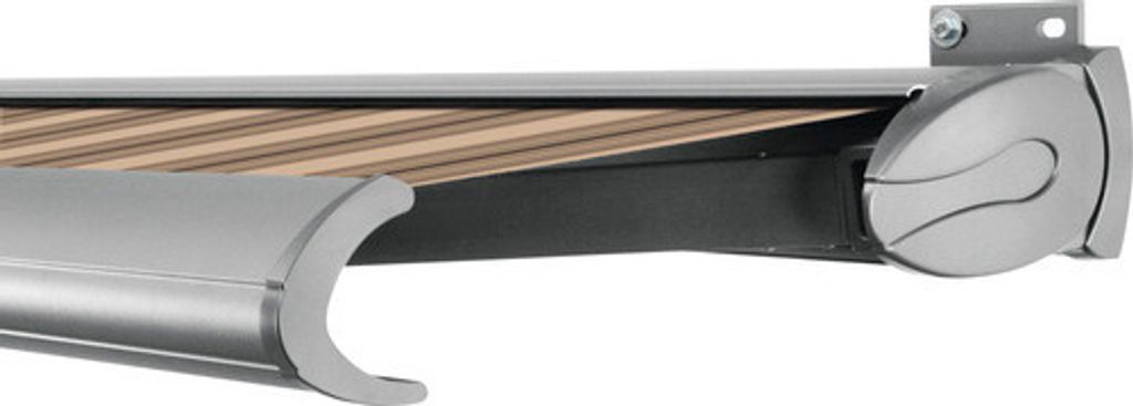 SOLUNA Kassettenmarkise Exclusiv 3x2,5 Stoff Dessin 320715 Gestell E6EV1 silber eloxiert Antrieb rechts inkl. Motor und