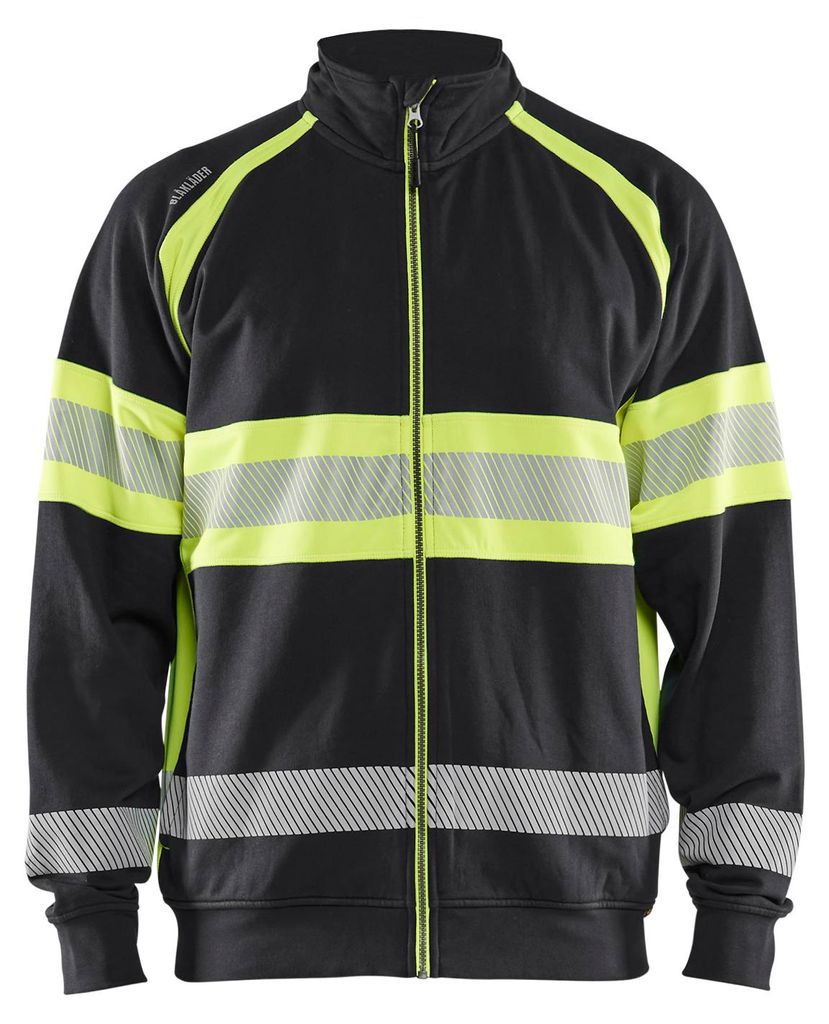 Blakläder High Vis Sweatjacke 3551, Farbe:Schwarz/High Vis Gelb, Größe:M