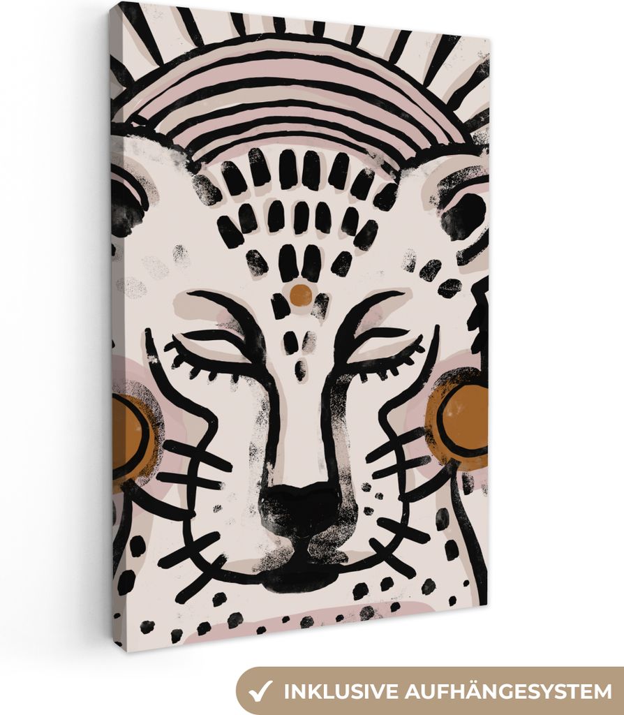 OneMillionCanvasses - Leinwandbilder - 90x140 cm, Tiger - Tiere - Weiß - Gemälde, Wandbilder Kunstdruck Wanddekoration - Foto auf Leinwand - Ge...