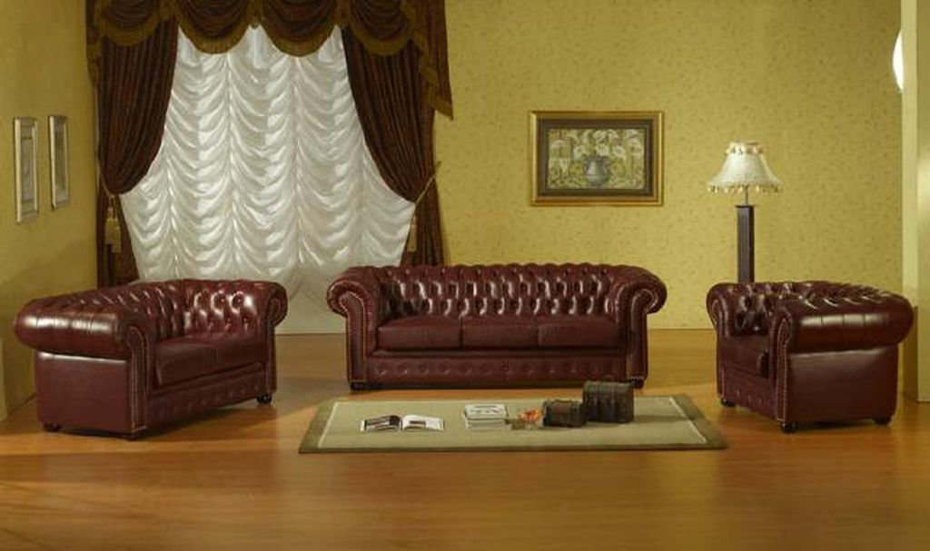 Sofagarnitur Chesterfield Ledersofa 3+2+1 Sofa Kunstleder Couch Sitz Garnitur #1