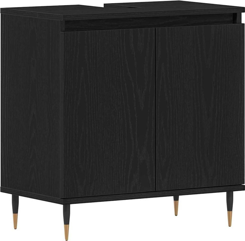 Waschbeckenschrank mit Tür Schwarz Eichen-Optik 58 x 33 x 60 cm