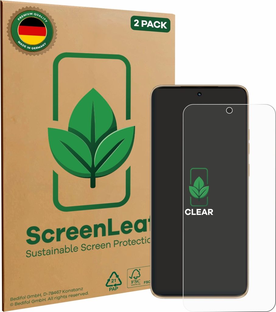 2x ScreenLeaf Schutzfolie für Motorola Edge 50 Neo nachhaltiger Displayschutz Display Schutz Folie Klar Transparent