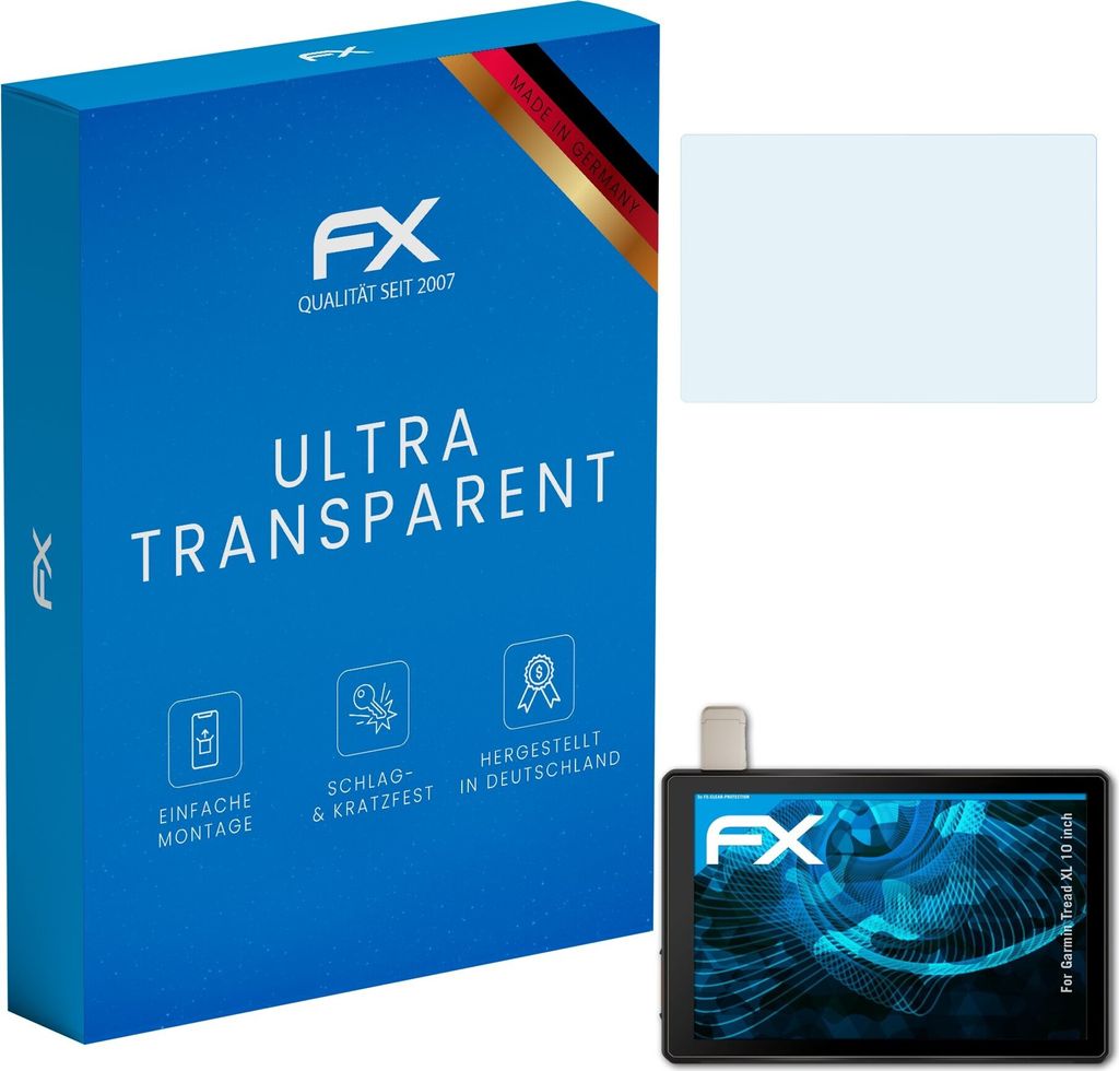 atFoliX FX-Clear 3x Schutzfolie kompatibel mit Garmin Tread XL (10 inch) Displayschutzfolie