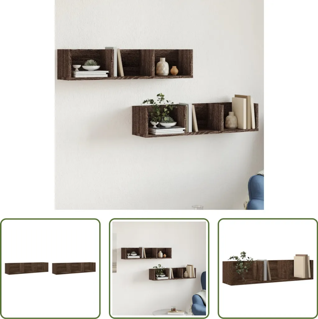 Étagères murales avec porte lot de 2 aspect chêne clair 75 cm chic