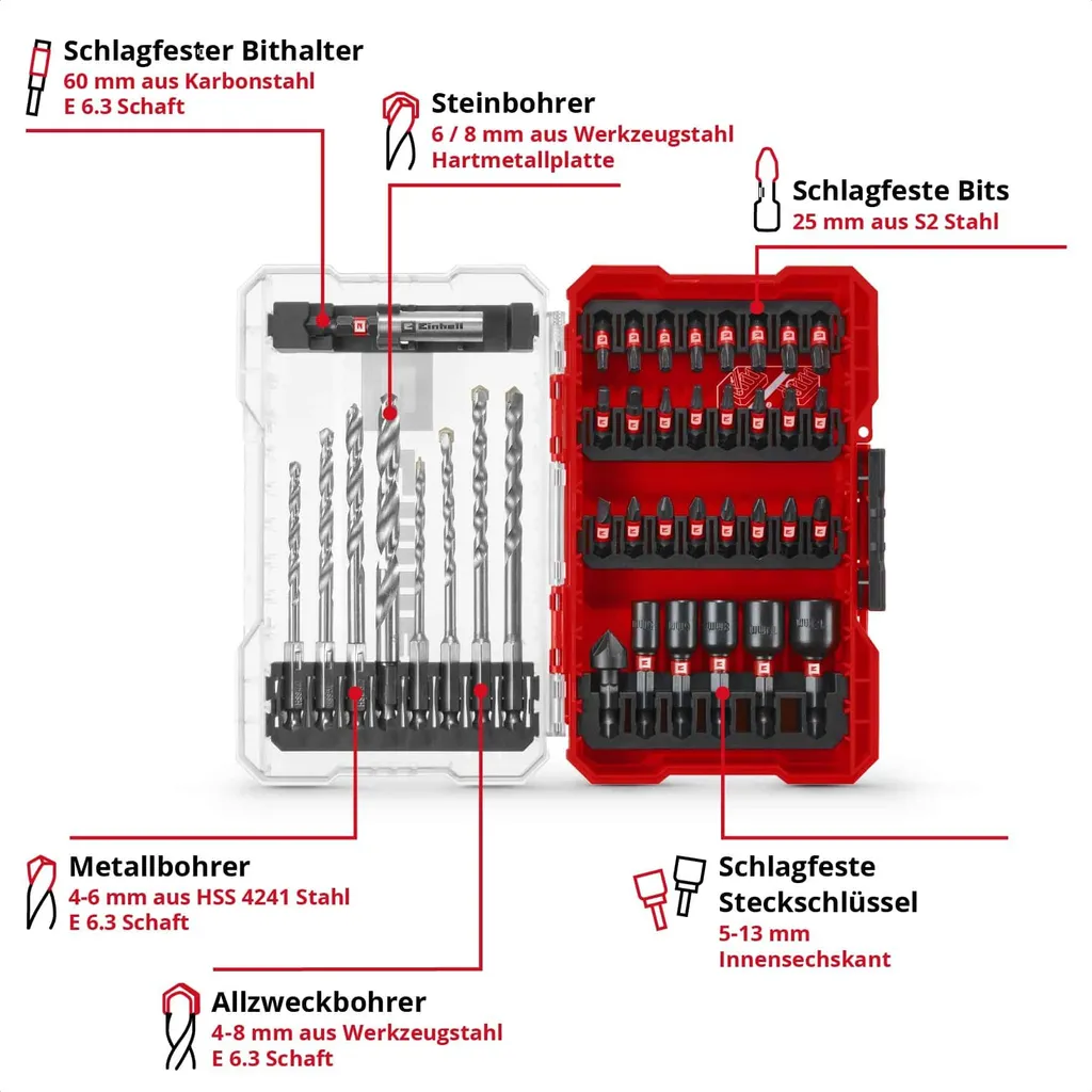 Coffret d'accessoires de perçage et vissage mixte 39 pièces Einhell - 3