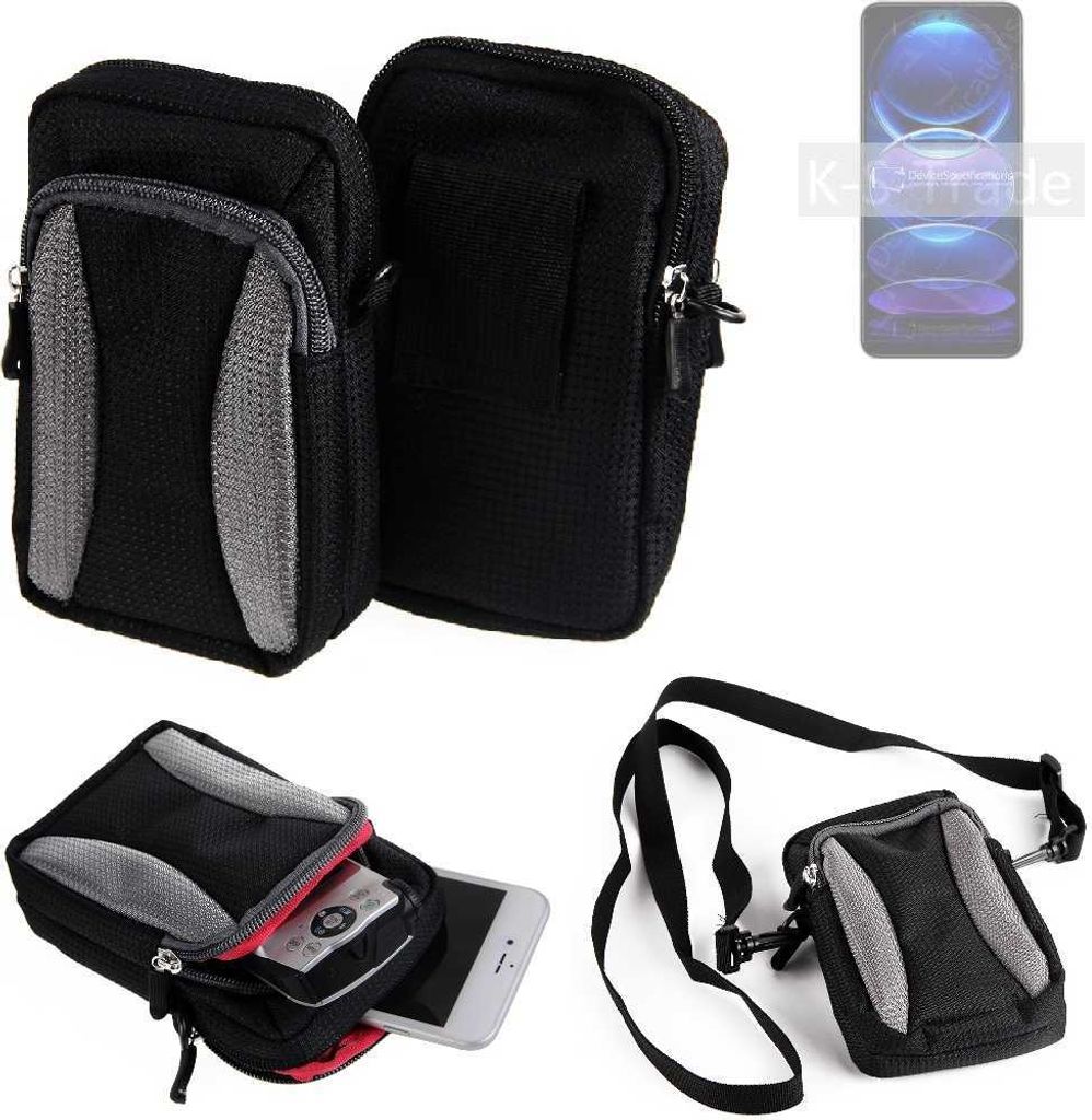 K-S-Trade Holster Schutz Hülle kompatibel mit Xiaomi Redmi Note 12 Pro Handy Hülle Gürteltasche Umhängetasche mit Zusatzfach schwarz