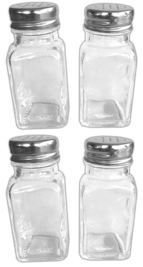 4er Set Glas-Gewürzstreuer Mit Edelsthaldeckel | Gewürzbehälter Gewürzdosen | Salz Pfefferstreuer | Gewürzglas