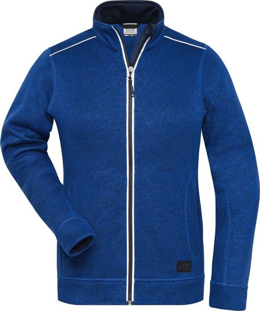 Pflegeleichte Strickfleece-Jacke dark-royal-melange/navy, Gr. XS