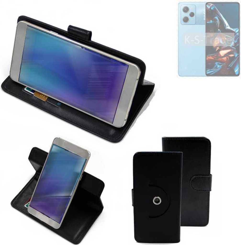 K-S-Trade Case Schutzhülle Handyhülle kompatibel mit POCO X5 Pro 5G Flipcase Smartphone Cover Handy Schutz Tasche Klapphülle Walletcase schwarz