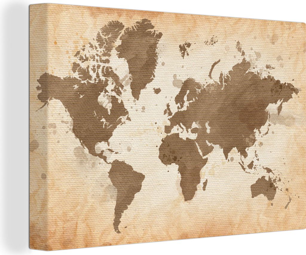 OneMillionCanvasses - Leinwandbilder - 140x90 cm, Weltkarte - Vintage - Erde, Wandbilder Kunstdruck Wanddekoration