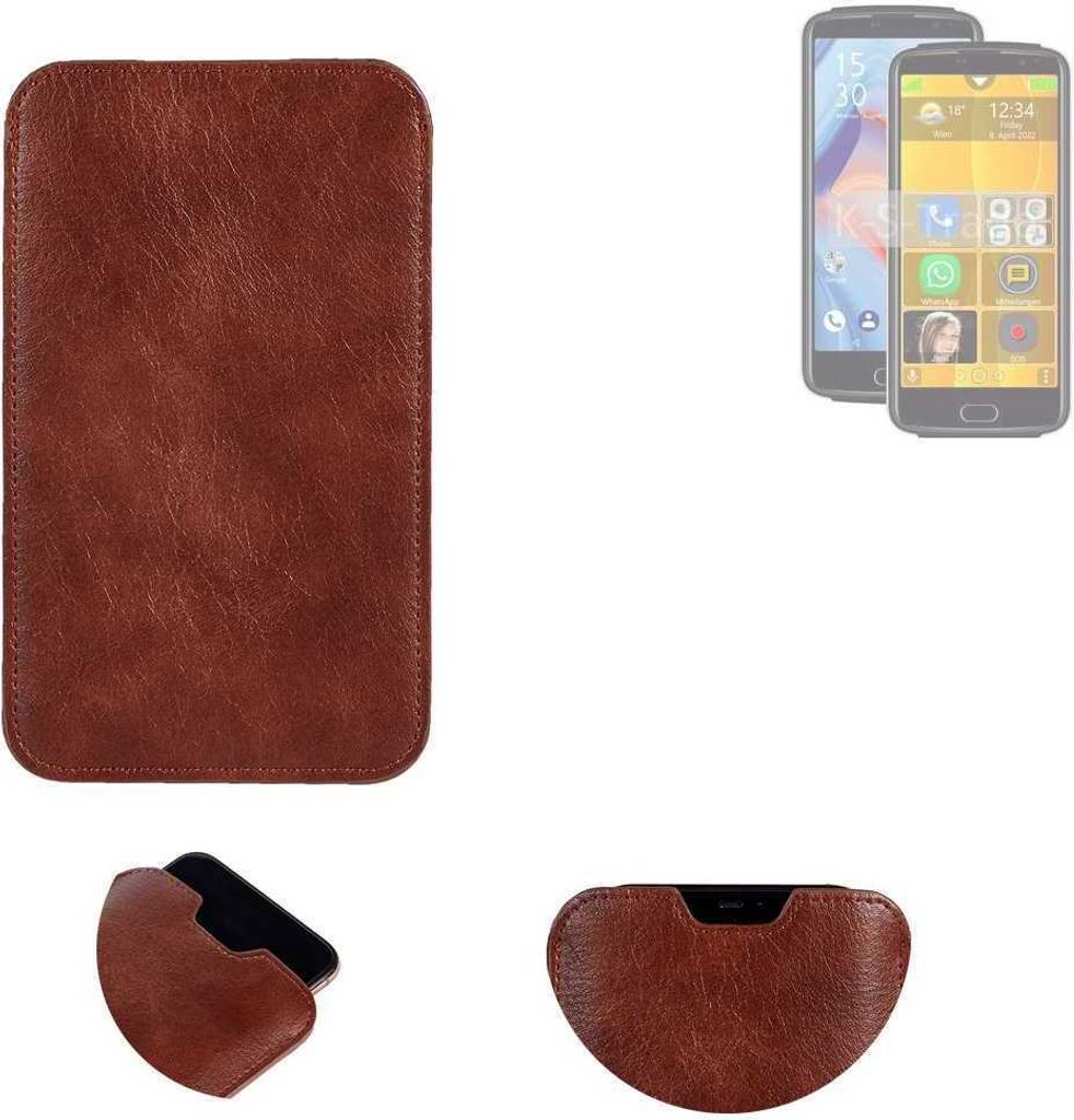 K-S-Trade Schutzhülle Handyhülle kompatibel mit Bea-fon M7 premium Handytasche Kunstleder Sleeve in braun
