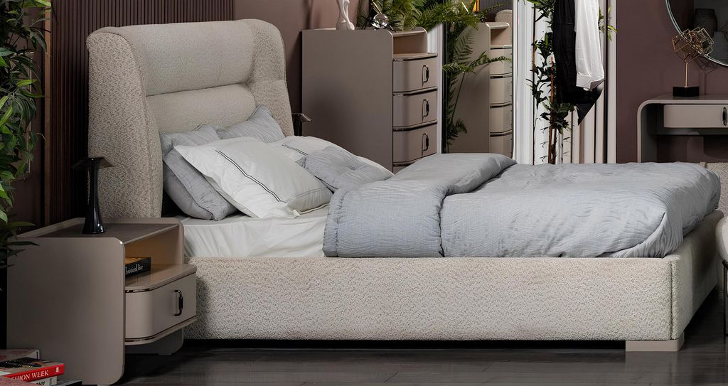 Designer Schlafzimmer Möbel Edles Doppelbett Nachttische 3tlg Set