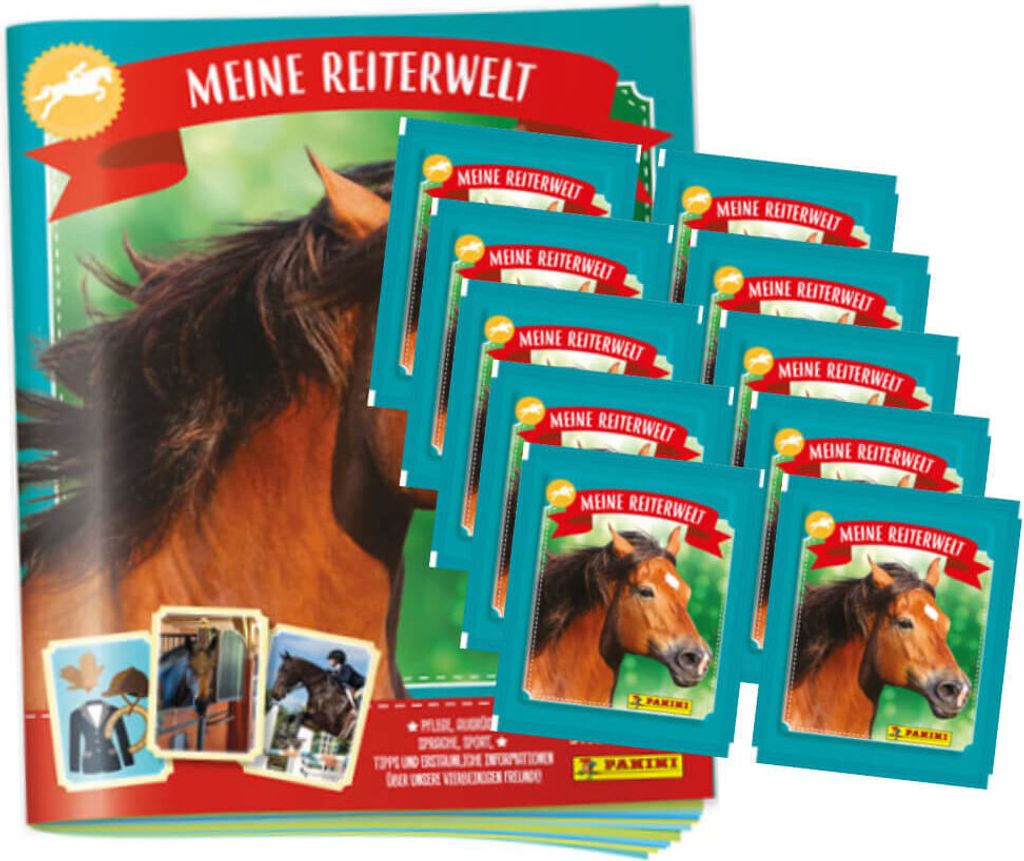 Panini Pferde Mon Club D'E'Quitation Sticker - Meine Reiterwelt (2024) - 1 Album + 10 Tüten Sammelsticker