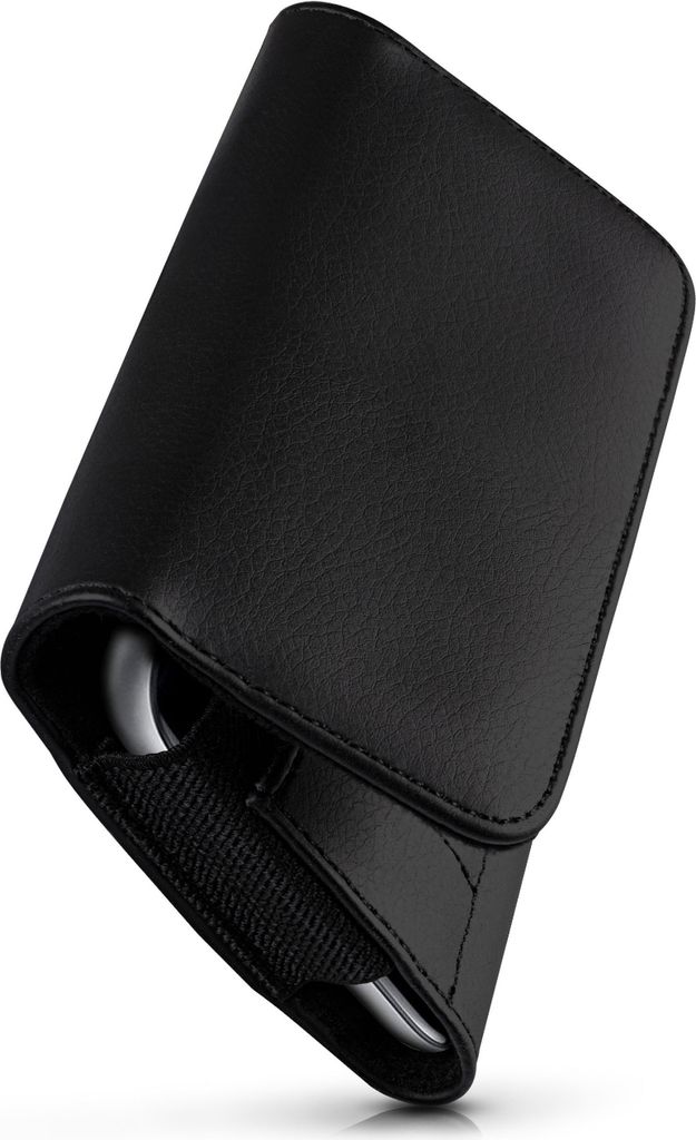moex Handy Quertasche kompatibel mit Motorola Moto E7 Plus - Hülle mit Gürtelclip, Schwarz