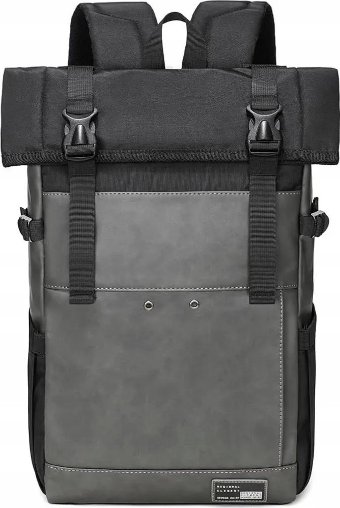 Sac à dos Rolltop XL étanche en Tarp noir pour grand ordinateur 17"