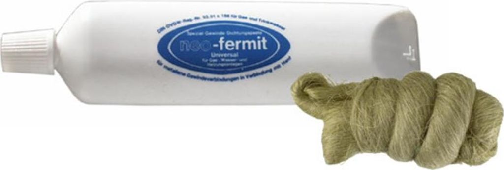 Cornat Dichtungsflachs-Set, bestehend aus 1 Flachszopf 50 g, 1 Gewindepaste Neofermit, 90 g für metallene Gewindeverbindungen, 1 Stück, T380499