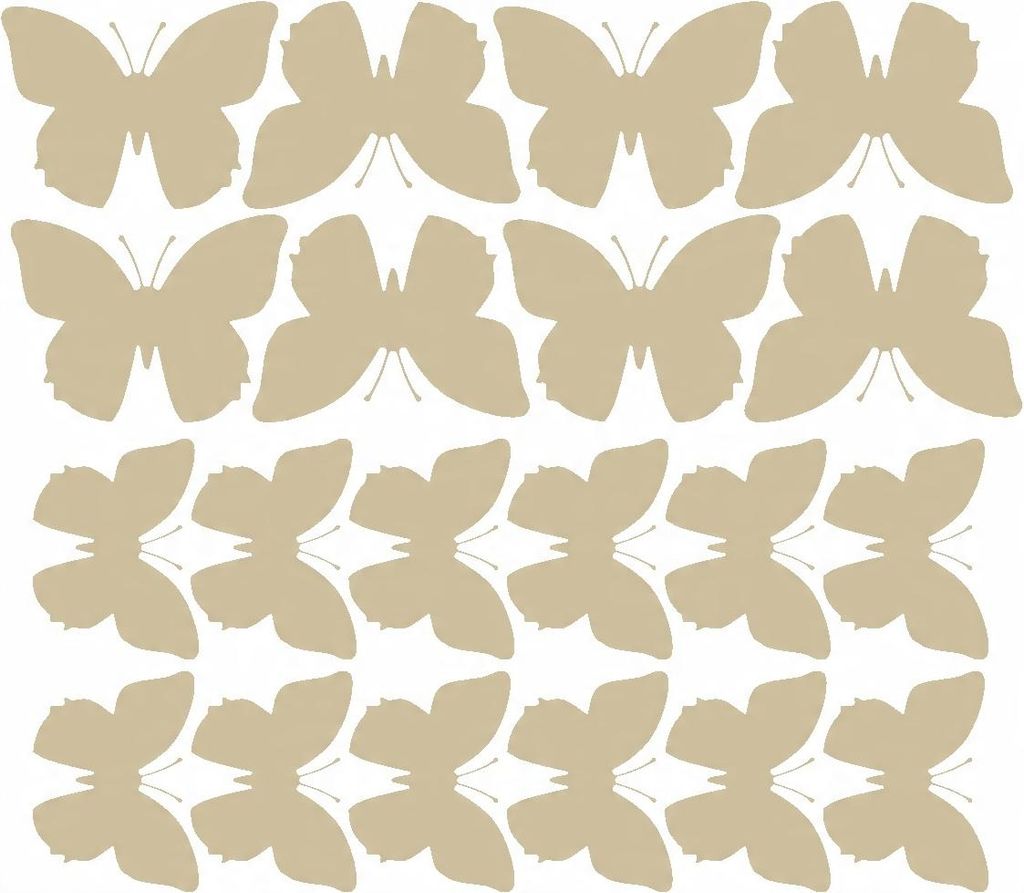 Wandaufkleber Schmetterlinge, große Aufkleber, 20 Stück, beige glänzend