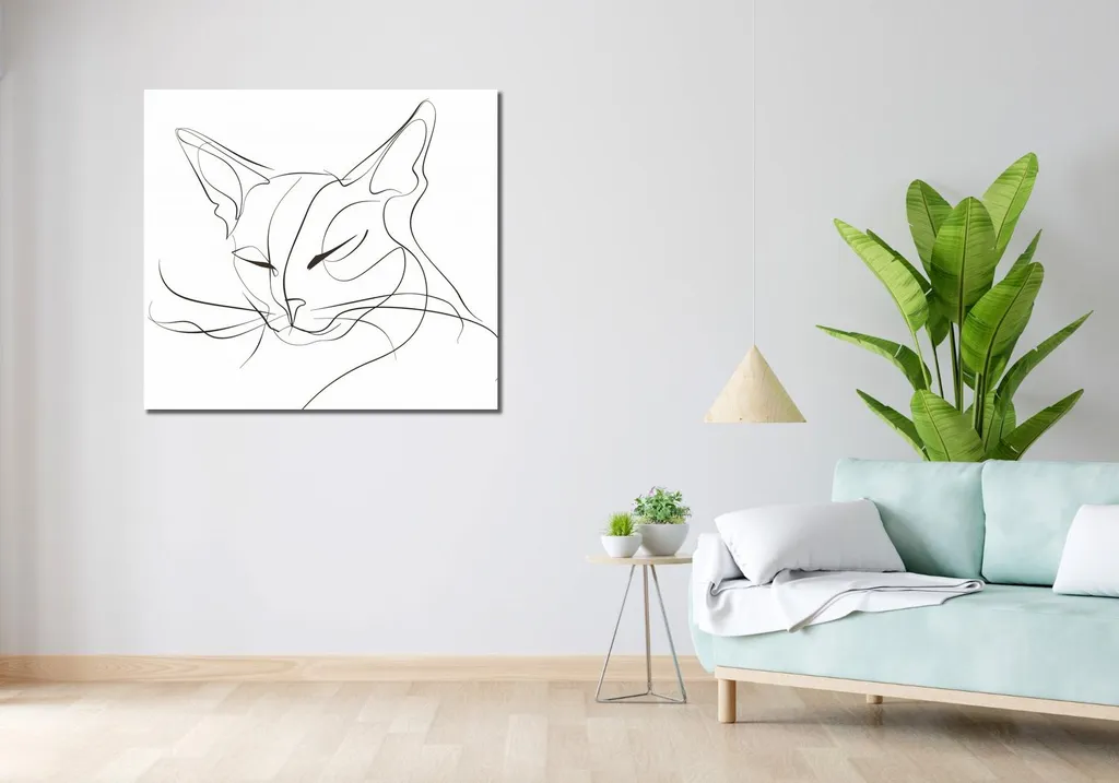 Image Lignes Chat 100 x 90 cm - Tableau Déco Murale Design Moderne - 2