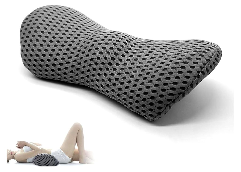 Orthopädisches Lendenkissen - Lendenwirbelkissen aus Memory Foam, Rückenkissen zur Druckentlastung für Bürostuhl, Bett, Stuhl, Auto, Dunkelgrau...