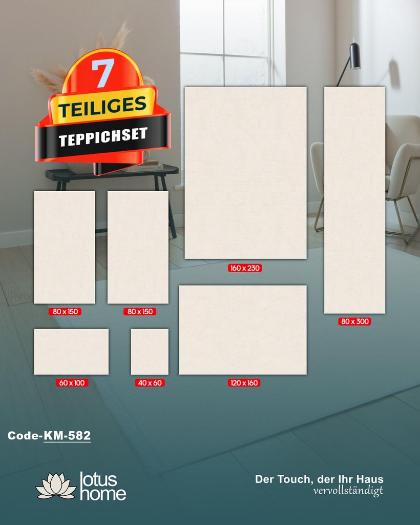 7-teiliges Teppich-Set KM-582. Produktbild 