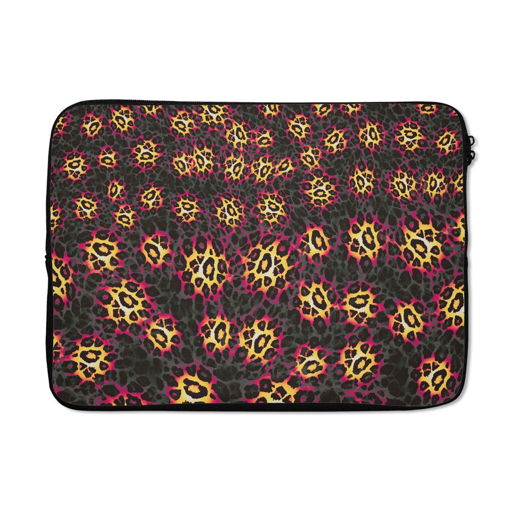 MuchoWow Laptop Hülle 13 Zoll Pantherdruck - Design - Gelb - Rosa Laptoptasche - Laptophülle - Sleeve - Rundumschutz