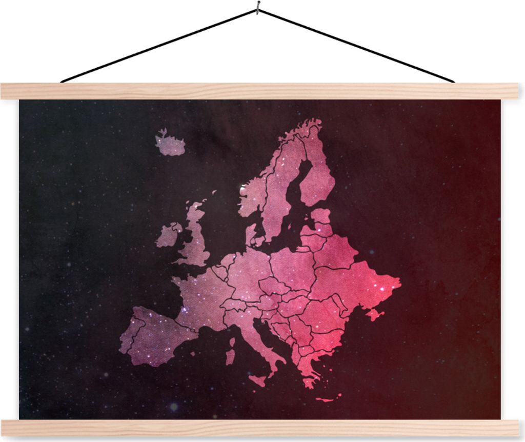 MuchoWow Textilposter Karte - Europa - Galaxie 60x40 cm mit holzfarbenen Rahmen - Bilder