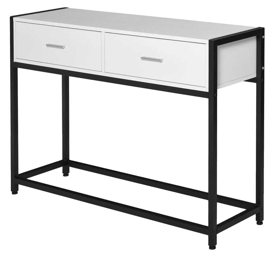 Table console gain de place structure métallique noire et blanche - Slim
