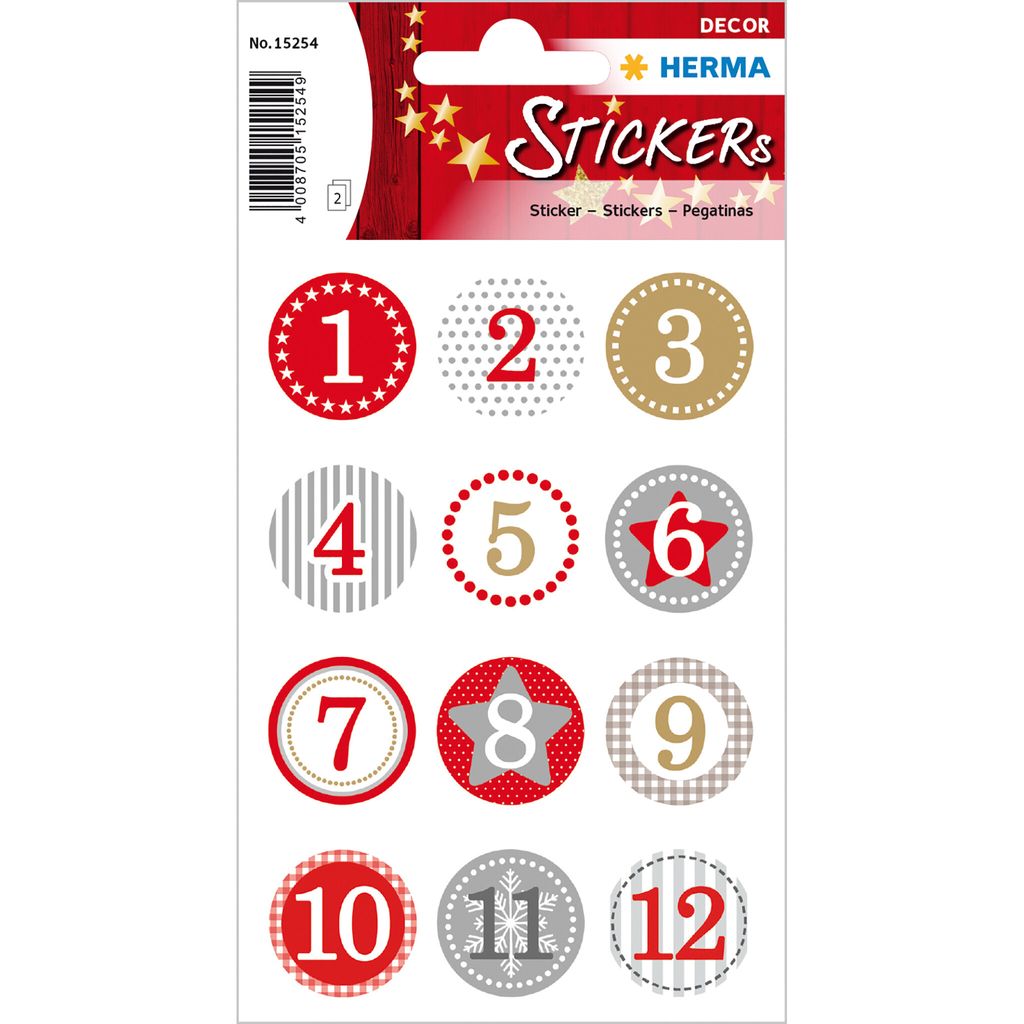 Herma DECOR Nálepka Adventný kalendár nálepky 1-24, červená Obrázok produktu 1