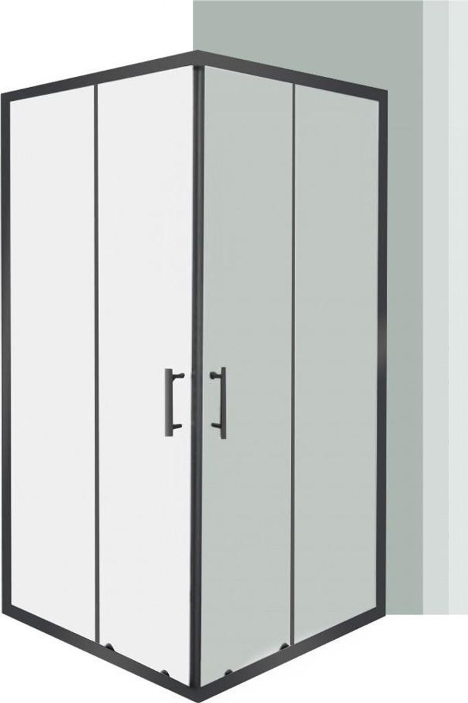 Leziter Spirit Clear 80x80 cm quadratische Duschabtrennung ohne Duschwanne schwarz
