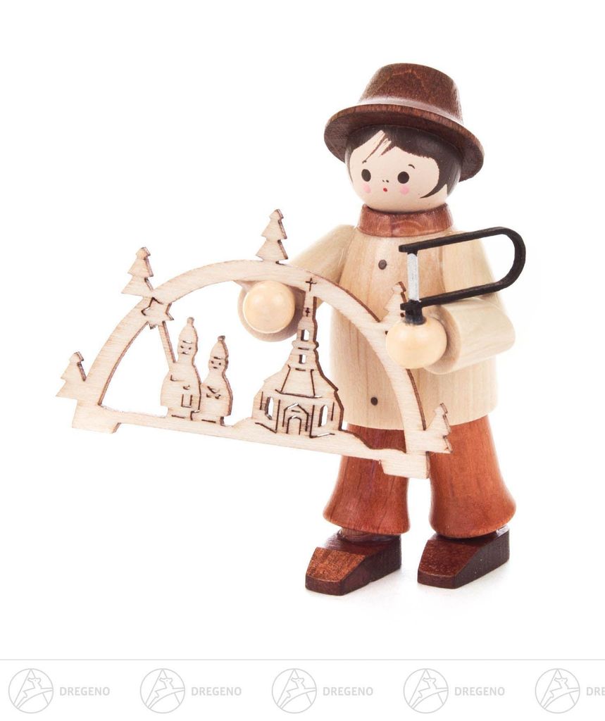 Thiel-Figur Schwibbogenhändler - natur mit Bügelsäge (6cm) von Romy Thiel