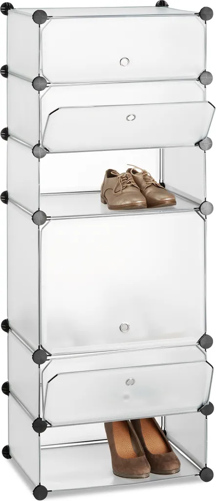Relaxdays Étagère à chaussures plastique avec 6 compartiments modulables