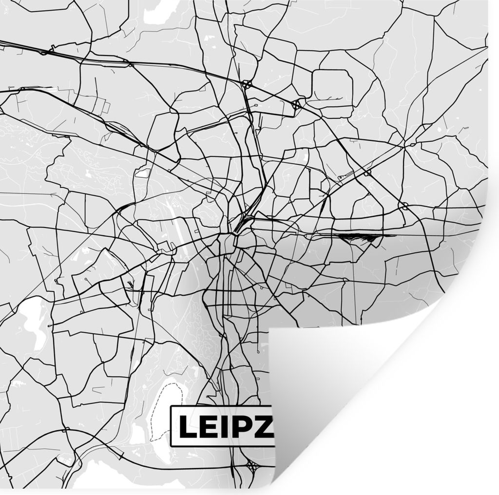 MuchoWow Wandtattoo Wandsticker Wandaufkleber Deutschland - Karte - Leipzig- Stadtplan 100x100 cm Selbstklebend und Repositionierbar - Wierderver...