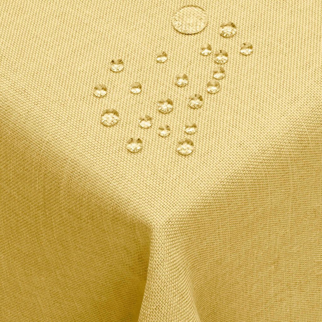 DecoHomeTextil Leinen Optik Tischdecke Gelb Eckig 130 x 340 cm mit Lotus Effekt Abwaschbar