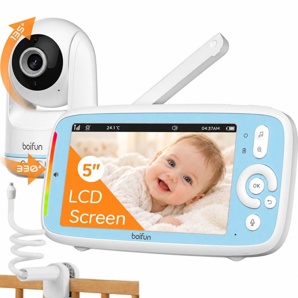 BOIFUN, monitor do dziecka z kamerą, bez Wi-Fi, Zdjęcie produktu 