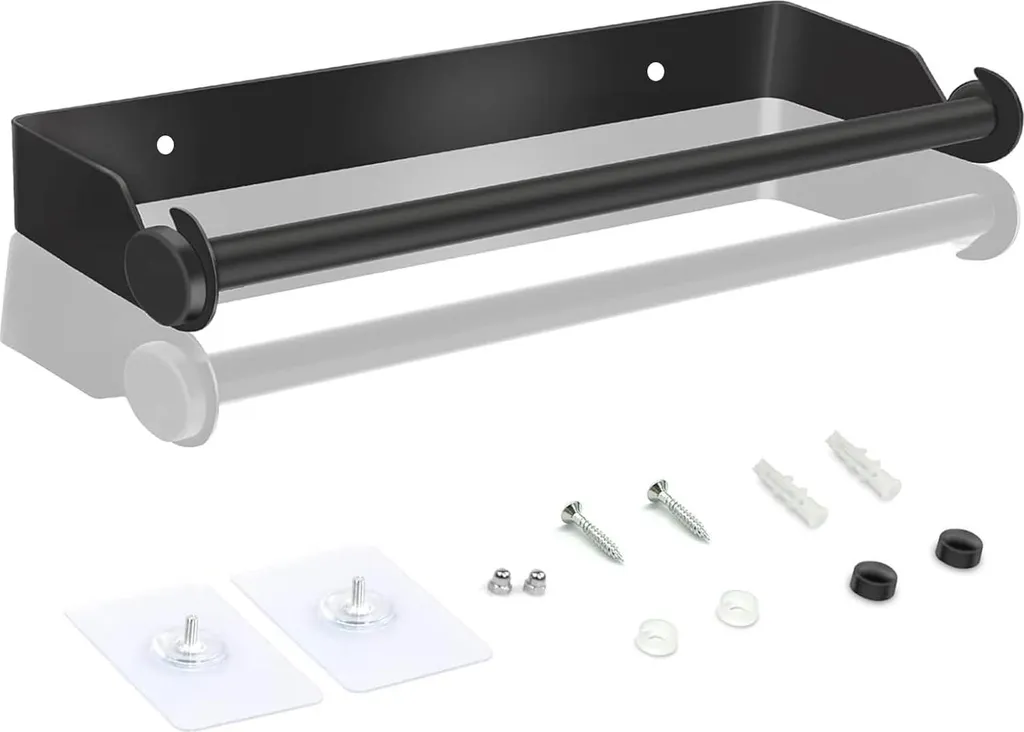 Support papier essuie-tout noir pour évier et armoire de cuisine