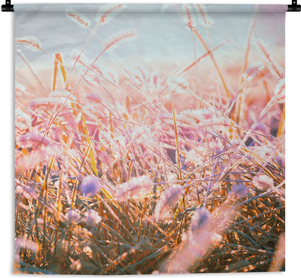 MuchoWow Wandteppich Wandbehang Winter - Tau - Morgen 150x150 cm Tapisserie Dekoration Wandtuch - Wohnaccessoires - Modernes