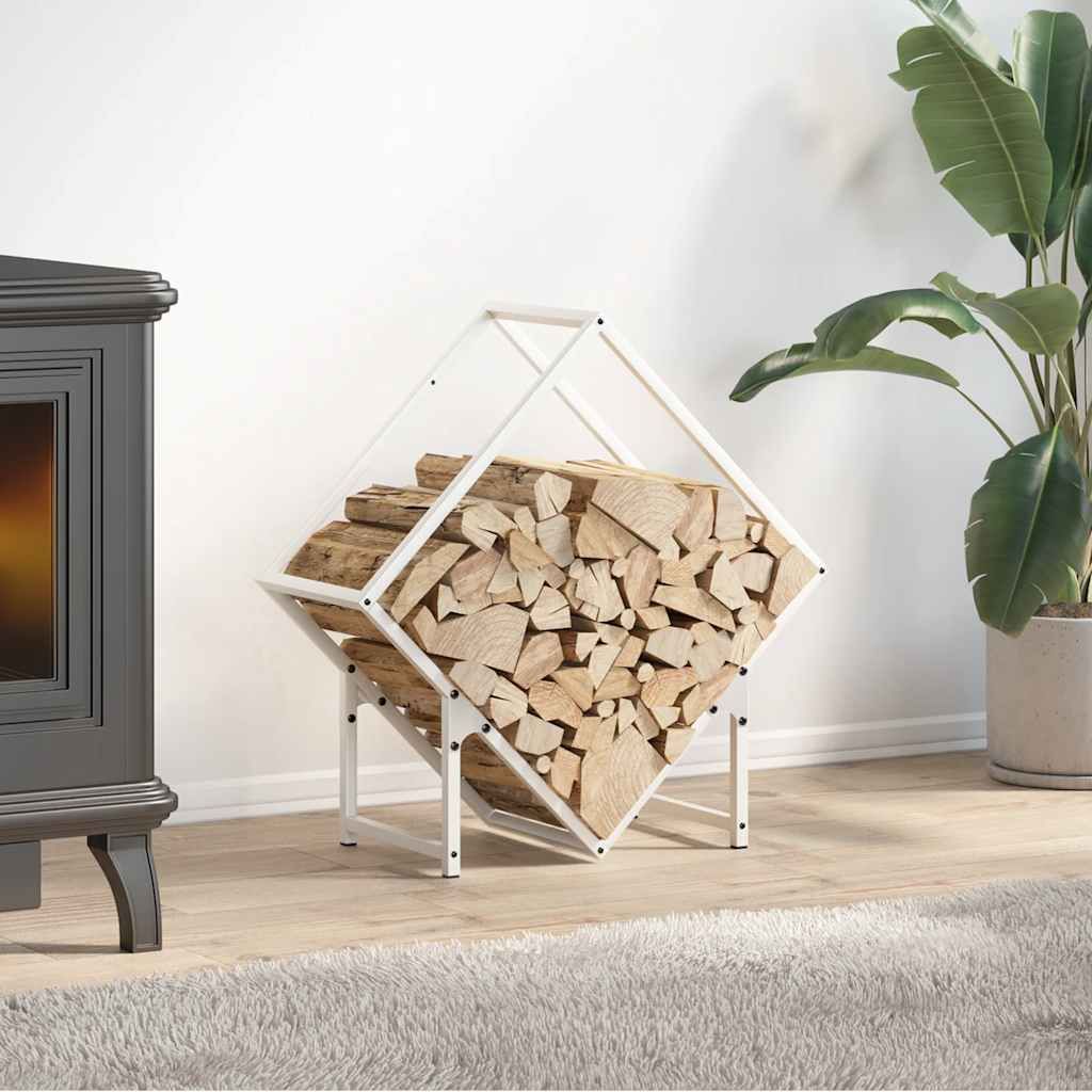 Brennholzregal Weiß 60x25x60 cm Kaltgewalzter Stahl, Kaminholzregale DesignMöbel