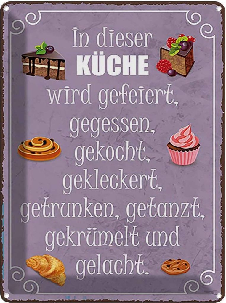 vianmo Blechschild 40x30 cm in dieser Küche wird gefeiert Kochen Essen