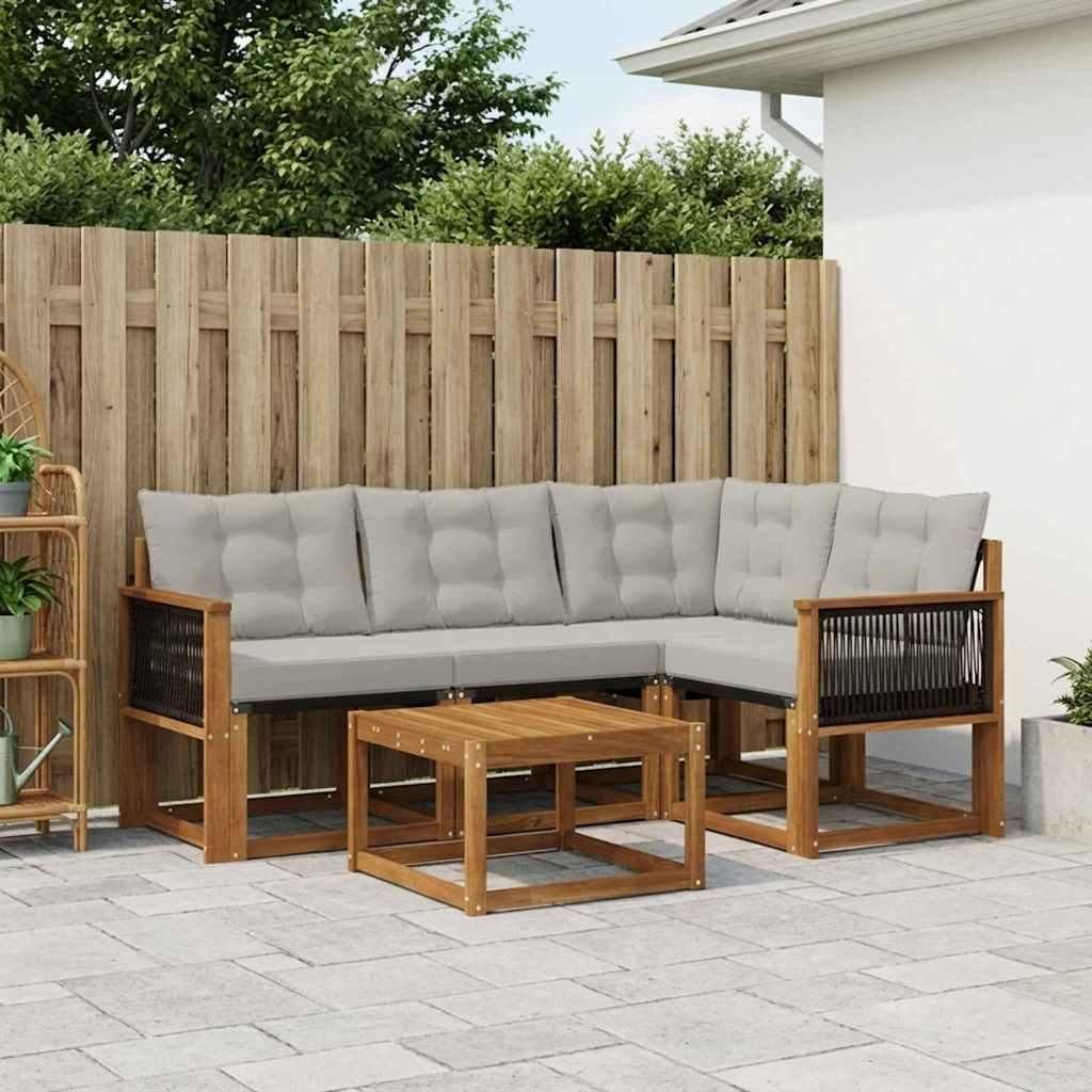 Möbel Outdoor-Sofagarnitur mit Kissen 5 pcs Natürlich und HellgrauGartensofas - Gartensofas c574