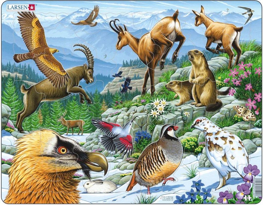 Larsen Puzzle Berglandschaft und Tiere 55 tlg.