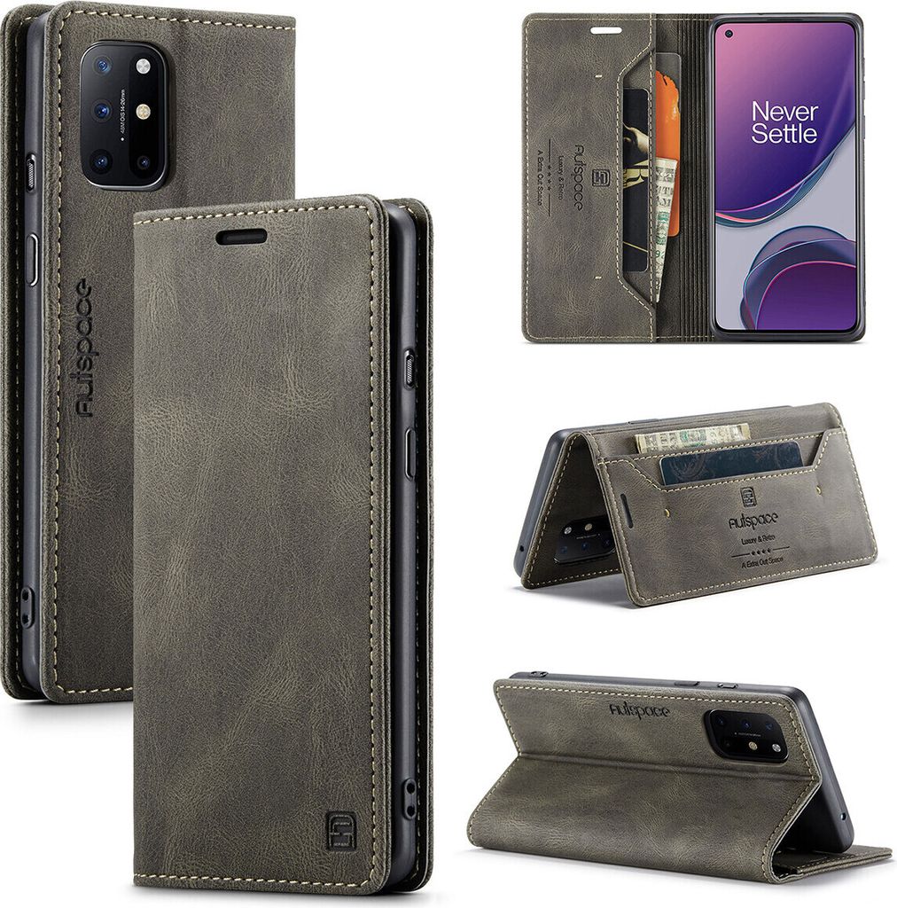 OnePlus 8T Brieftasche Hülle, Retro Kunstledertasche Stand Produktbild 
