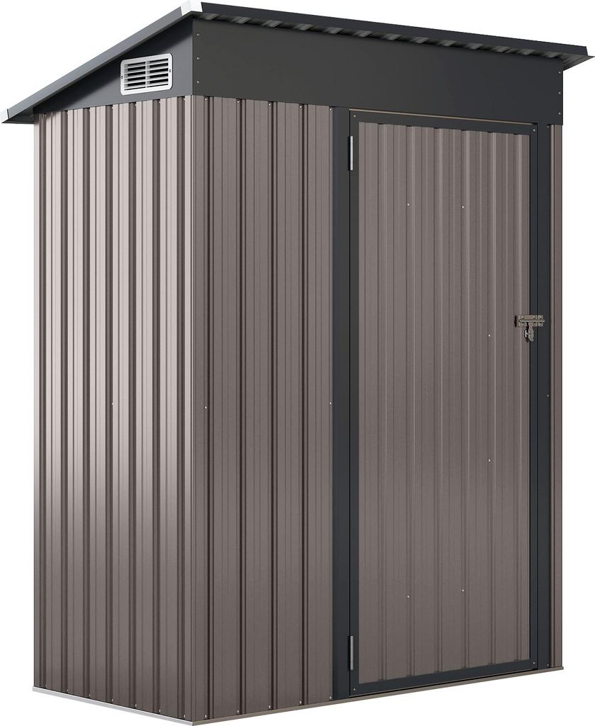 COSTWAY Gartenhaus Metall, 150 x 90,5 x 185 cm | 1,5 m³, Gerätehaus mit Pultdach & Tür, Geräteschuppen abschließbar, Gartenhütte Outdoor Dunk...