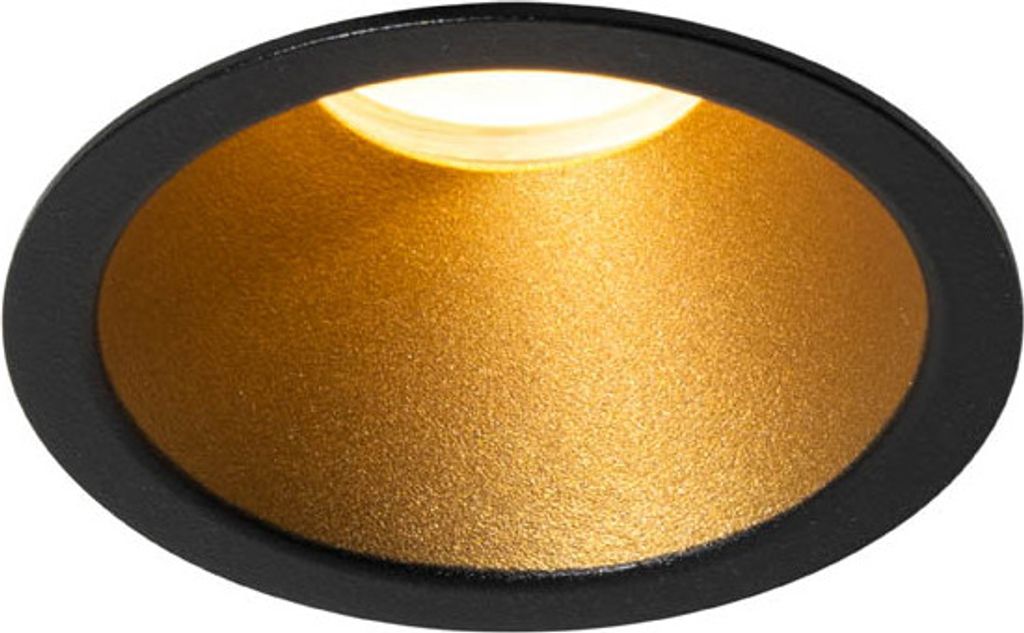QAZQA - Modern Moderner Außen Einbaustrahler schwarz mit Gold I Messing GU10 35mm IP44 - Dept I Außenbeleuchtung I Wohnzimmer I Schlafzimmer - Me...