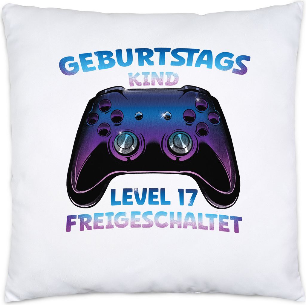 Geburtstagskind Level 17 Freigeschaltet Kissen Happy Produktbild 