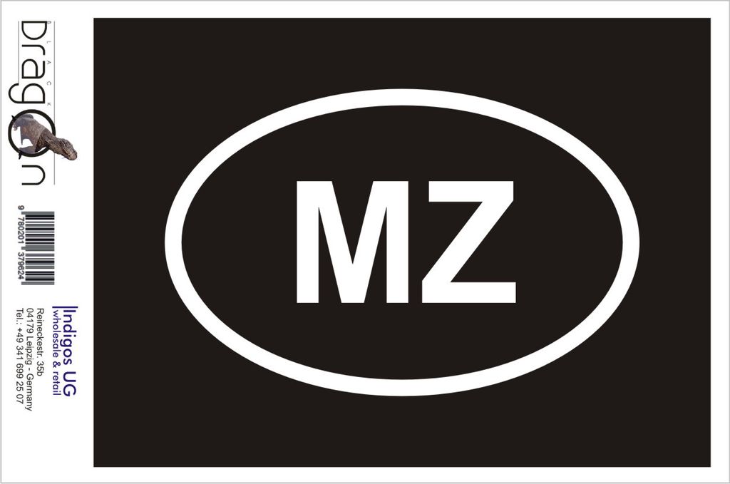 Aufkleber / Autoaufkleber - JDM / Die cut / Auto / OEM - Mosambik MZ - 160x110 mm weiß - Heckscheibe / Heckscheibenaufkleber