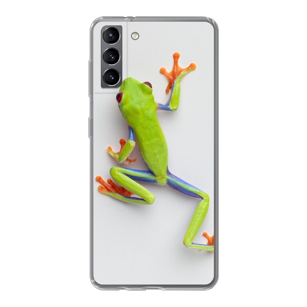 MuchoWow Handyhülle Schutzhülle Hülle für Samsung Galaxy S21 Plus Frosch - Tiere - Grün Silikon Softcase Handy Hülle - Handy-Tasche
