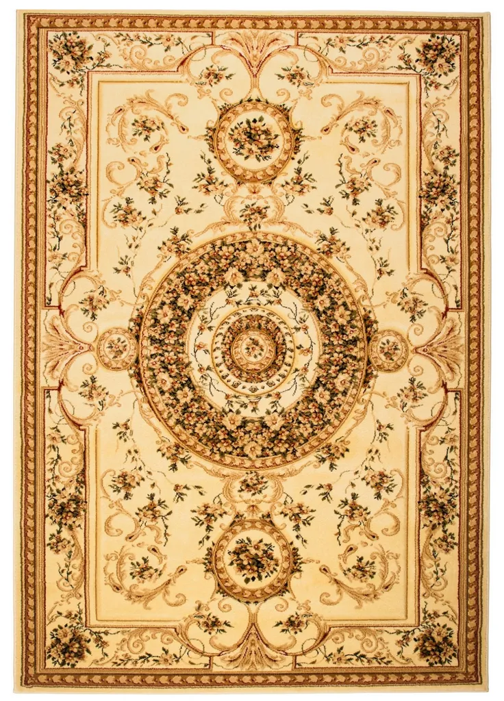 Grand tapis de chambre design floral crème beige 250x350 cm de luxe