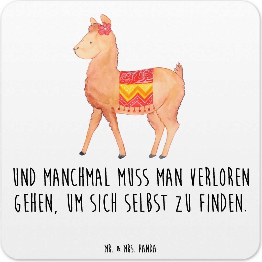 Mr. & Mrs. Panda Untersetzer für Gläser Alpaka Stolz 15er Set - Weiß - Geschenk, Glas-Untersetzer, Tassen-Untersetzer, Lama, Tassen, Coaster